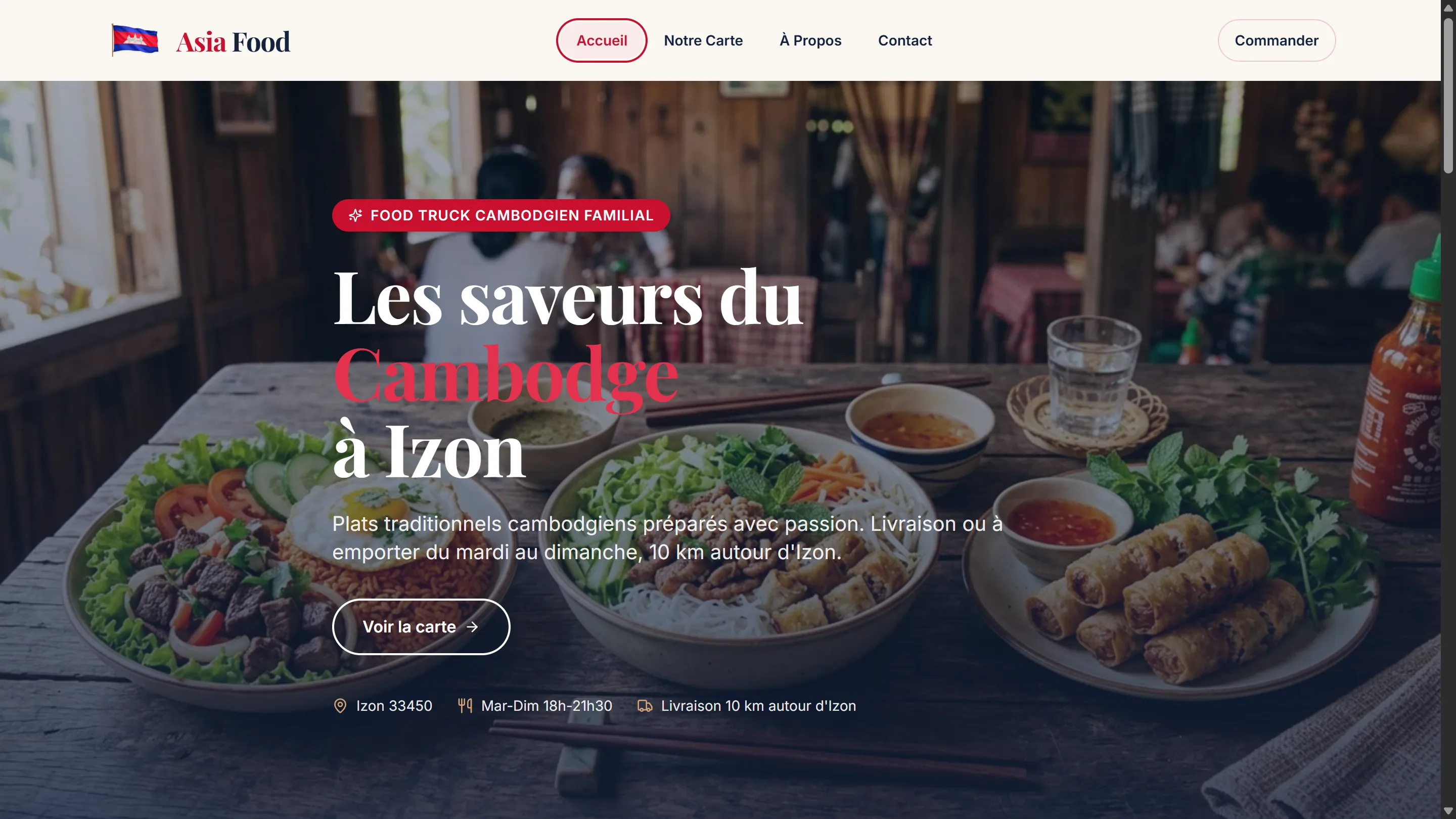 Affiche de la démonstration vidéo du site de commande en ligne Asia Food