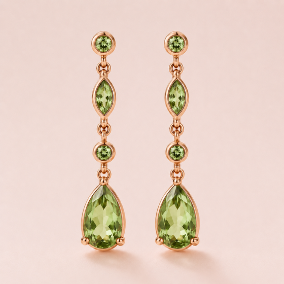 Boucles d'oreilles pendantes serties de pierres vertes