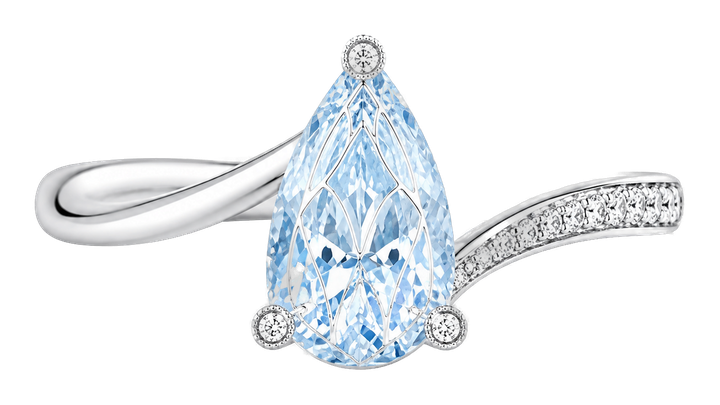 Bague pierre bleue taille poire